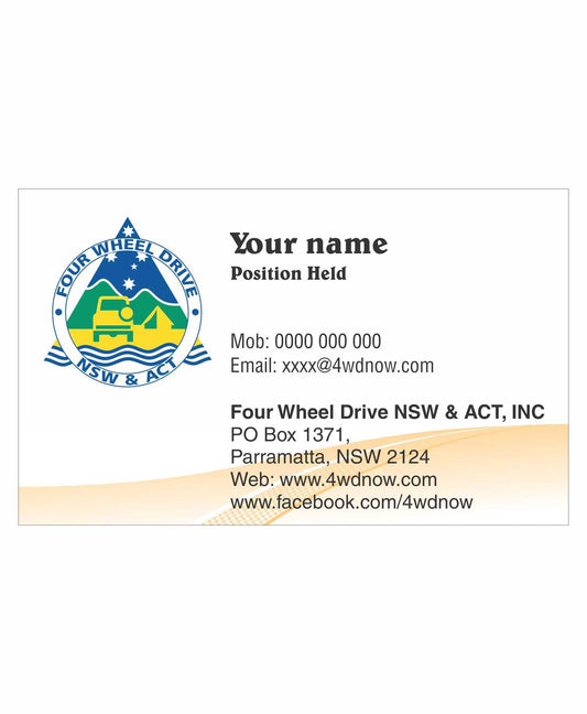 4WD NSW ACT INC Business Cards 100pk - Clever Club Products