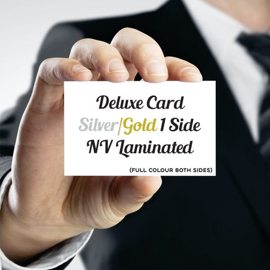 Business Cards - Deluxe NV Laminate - Silver/Gold