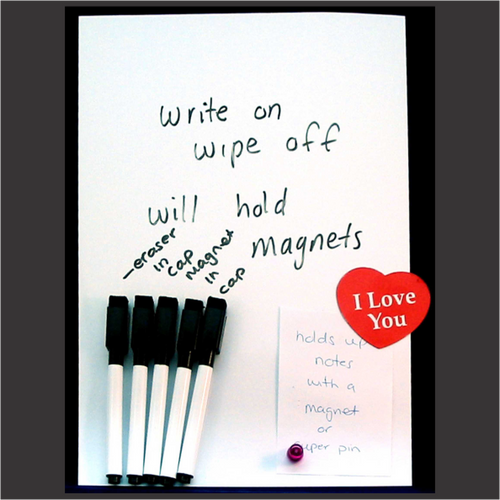 Sticky Whiteboard Sheet & 5 Markers WHITE - Clever Fridge Magnets